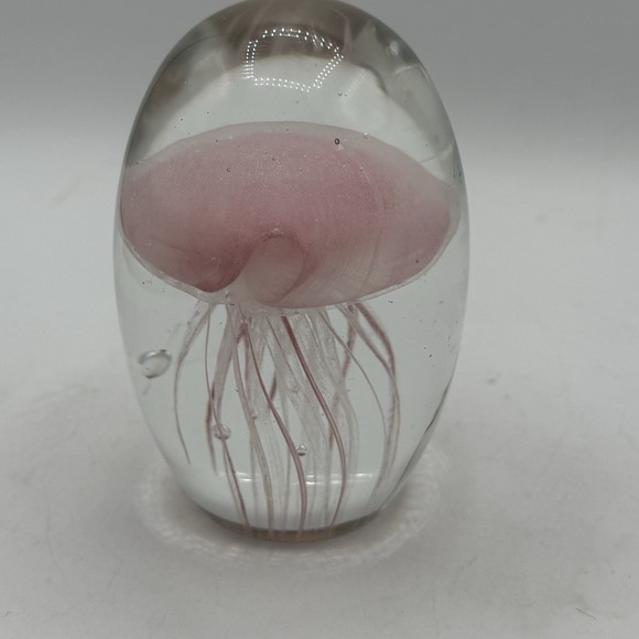 Dynasty Gallery Pink Jellyfish Heavy Art Glass Paperweight w Sticker 4" - Picture 5 of 6